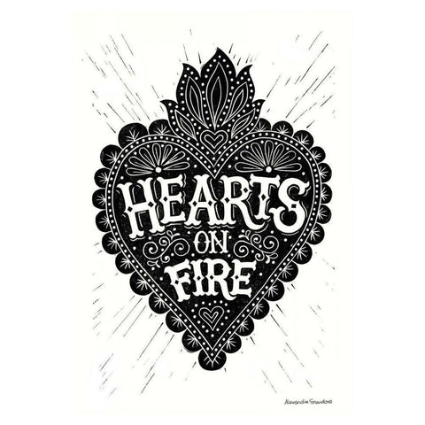 hearts.on.fire White Modern Wood Framed Art Print by Snowdon, Alexandra