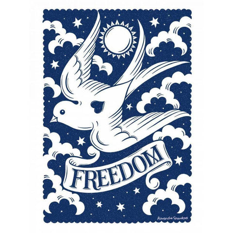 Freedom Bird Black Modern Wood Framed Art Print with Double Matting by Snowdon, Alexandra