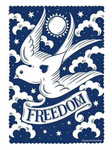 Freedom Bird Black Ornate Wood Framed Art Print with Double Matting by Snowdon, Alexandra