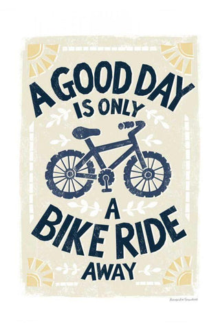 Good Day Bike Ride Black Ornate Wood Framed Art Print with Double Matting by Snowdon, Alexandra