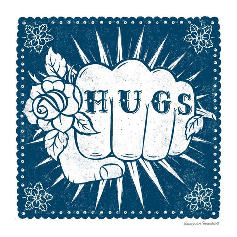 Hugs in Hand White Modern Wood Framed Art Print with Double Matting by Snowdon, Alexandra