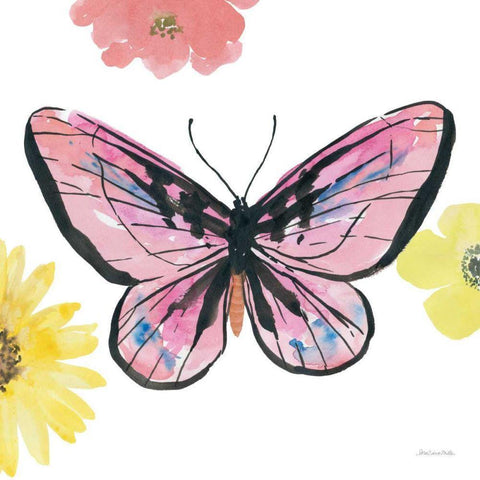 Beautiful Butterfly I Pink White Modern Wood Framed Art Print by Miller, Sara Zieve