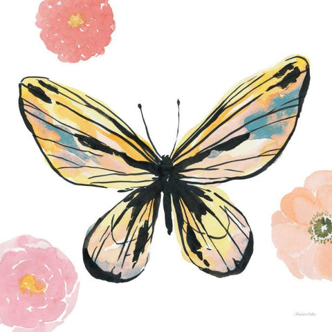 Beautiful Butterfly II Teal No Words Gold Ornate Wood Framed Art Print with Double Matting by Miller, Sara Zieve