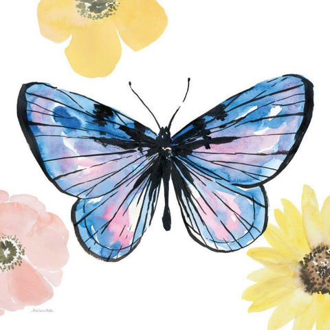 Beautiful Butterfly IV Lavender No Words White Modern Wood Framed Art Print with Double Matting by Miller, Sara Zieve