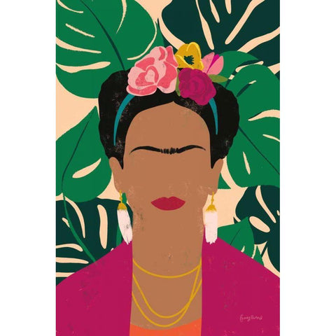 Frida Kahlo I Palms White Modern Wood Framed Art Print by Thorns, Becky