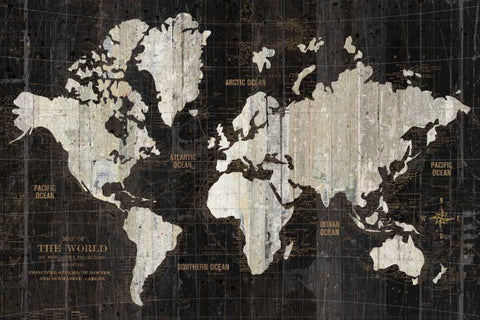 Old World Map Black Black Ornate Wood Framed Art Print with Double Matting by Wild Apple Portfolio