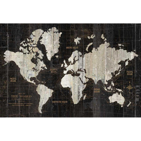 Old World Map Black White Modern Wood Framed Art Print by Wild Apple Portfolio