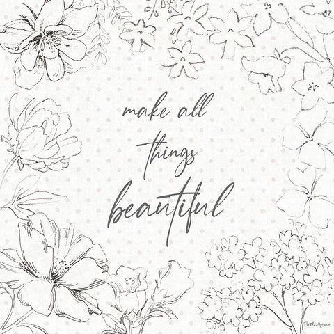 Peaceful Petals IX Neutral White Modern Wood Framed Art Print with Double Matting by Grove, Beth