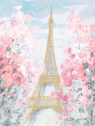 Pastel Paris III White Modern Wood Framed Art Print with Double Matting by Nai, Danhui