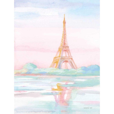Pastel Paris V Gold Ornate Wood Framed Art Print with Double Matting by Nai, Danhui
