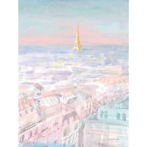 Pastel Paris VI Gold Ornate Wood Framed Art Print with Double Matting by Nai, Danhui