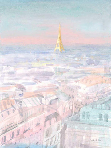 Pastel Paris VI White Modern Wood Framed Art Print with Double Matting by Nai, Danhui