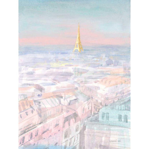 Pastel Paris VI White Modern Wood Framed Art Print by Nai, Danhui