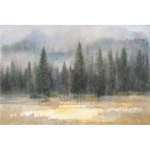 Misty Pines White Modern Wood Framed Art Print by Nai, Danhui