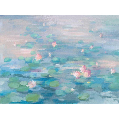 Sunrise Waterlilies White Modern Wood Framed Art Print by Nai, Danhui