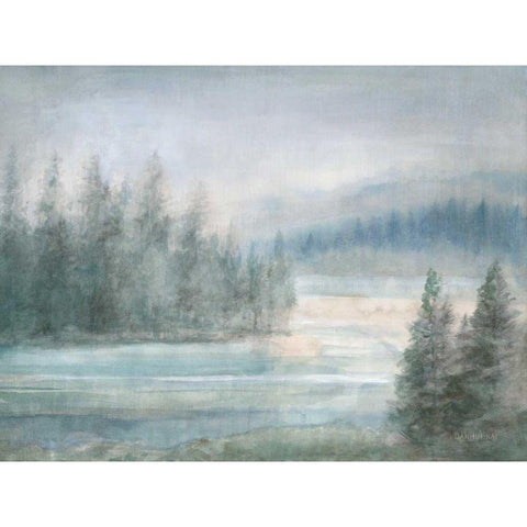 Morning on the Lake White Modern Wood Framed Art Print by Nai, Danhui