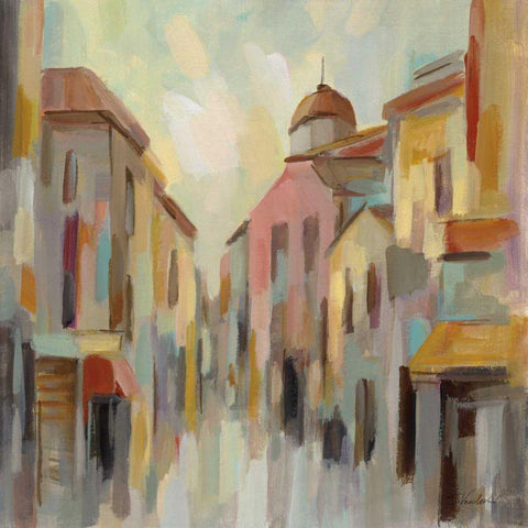 Pastel Street II White Modern Wood Framed Art Print by Vassileva, Silvia