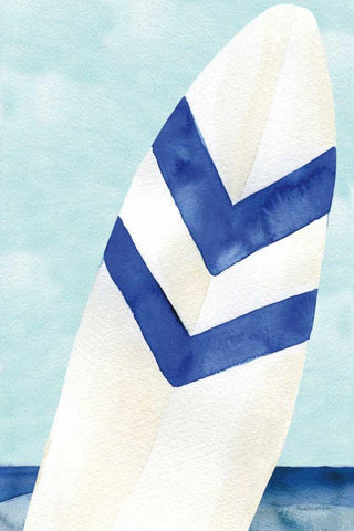 Surf and Sun II White Modern Wood Framed Art Print with Double Matting by Charro, Mercedes Lopez