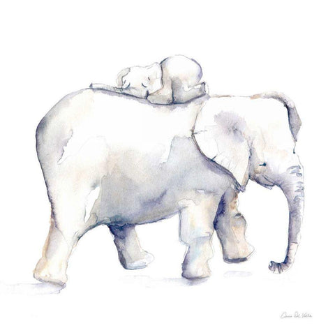 Baby Elephant Love III White Modern Wood Framed Art Print by Valle, Aimee Del