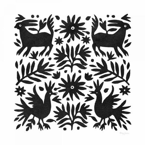 Otomi Elegance Black I White Modern Wood Framed Art Print with Double Matting by Green, Nancy