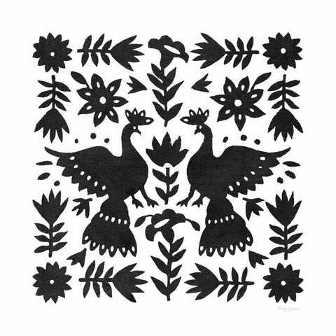 Otomi Elegance Black II Gold Ornate Wood Framed Art Print with Double Matting by Green, Nancy