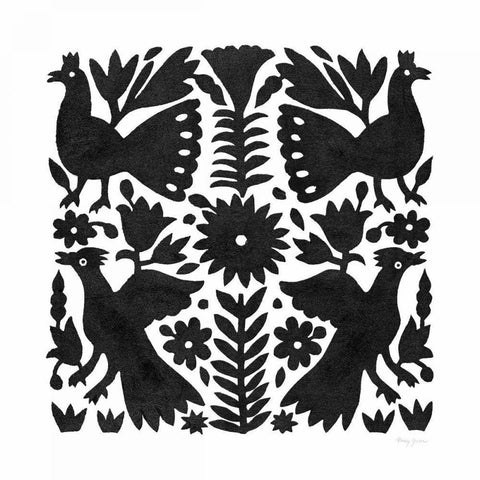 Otomi Elegance Black IV White Modern Wood Framed Art Print by Green, Nancy