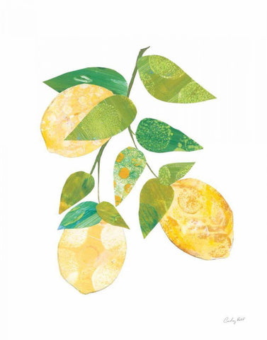 Summer Lemons I White Modern Wood Framed Art Print with Double Matting by Prahl, Courtney