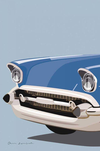 American Vintage Car II White Modern Wood Framed Art Print with Double Matting by Escalante, Omar