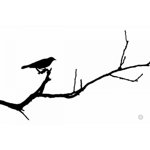 Bird Silhouette Gold Ornate Wood Framed Art Print with Double Matting by Larson, Nathan