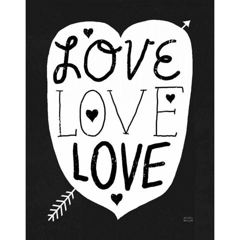 Love Love Love Black Gold Ornate Wood Framed Art Print with Double Matting by Mullan, Michael