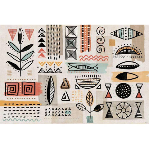 Tribal Tones I Gold Ornate Wood Framed Art Print with Double Matting by Charron, Veronique