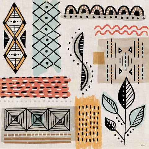 Tribal Tones IV Black Ornate Wood Framed Art Print with Double Matting by Charron, Veronique