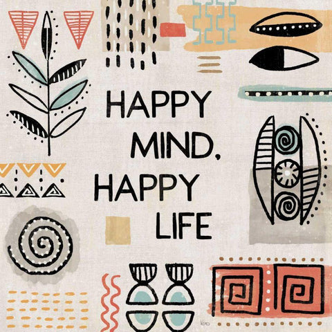 Tribal Tones VII White Modern Wood Framed Art Print with Double Matting by Charron, Veronique