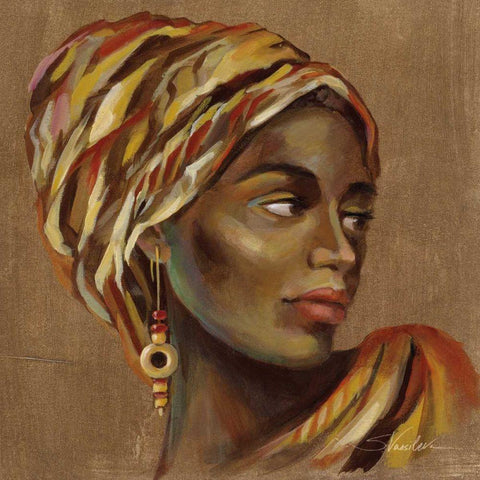 African Beauty I White Modern Wood Framed Art Print by Vassileva, Silvia