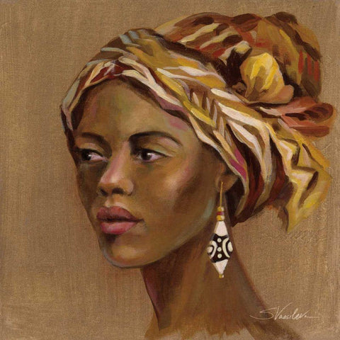 African Beauty II White Modern Wood Framed Art Print by Vassileva, Silvia