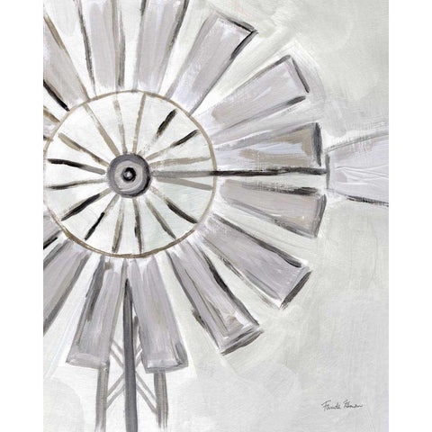 Farmhouse Windmill Black Modern Wood Framed Art Print with Double Matting by Zaman, Farida