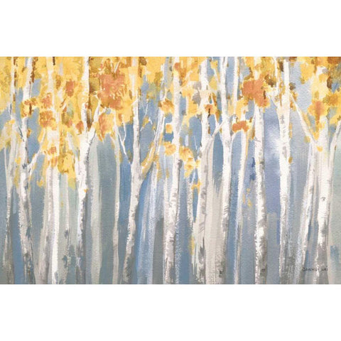 Golden Birches Spice White Modern Wood Framed Art Print by Nai, Danhui