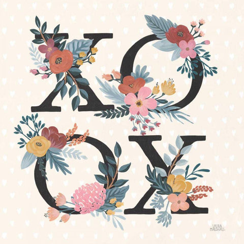 Love Letters VIII Black Gold Ornate Wood Framed Art Print with Double Matting by Marshall, Laura