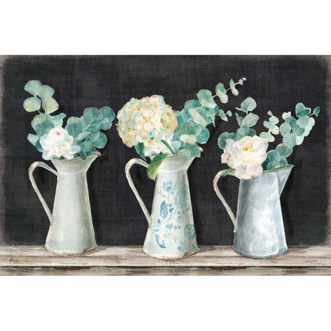 Farmhouse Bouquets White Modern Wood Framed Art Print by Nai, Danhui