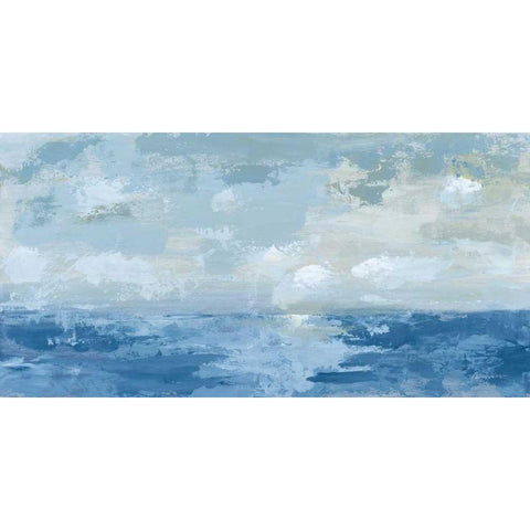 Silver Blue Sea Gold Ornate Wood Framed Art Print with Double Matting by Munger, Pamela