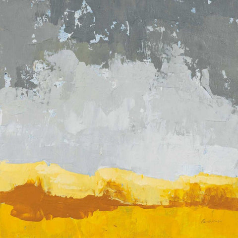 Landscape Yellow Grey White Modern Wood Framed Art Print by Munger, Pamela