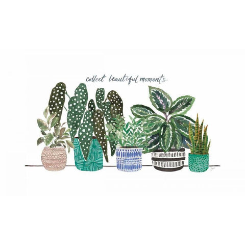 Happy House Plants II Black Modern Wood Framed Art Print with Double Matting by Panganiban, Karyn