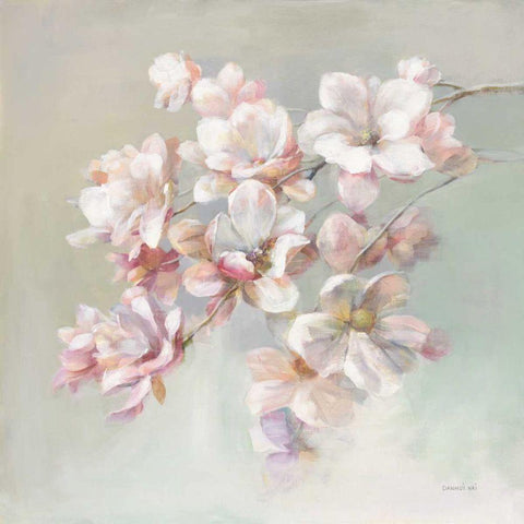 Sugar Magnolia White Modern Wood Framed Art Print by Nai, Danhui