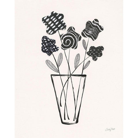 Modern Floral II Black Modern Wood Framed Art Print with Double Matting by Prahl, Courtney