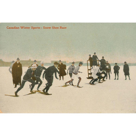 Snow Shoe Race Gold Ornate Wood Framed Art Print with Double Matting by Wild Apple Portfolio