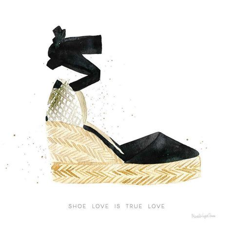 Shoe Love is True Love Black Modern Wood Framed Art Print by Charro, Mercedes Lopez