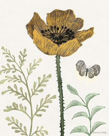 Springtime II Warm White Modern Wood Framed Art Print with Double Matting by Miller, Sara Zieve