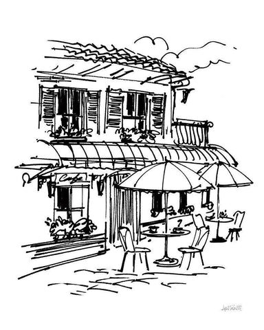 Cafe Sketch I White Modern Wood Framed Art Print with Double Matting by Tavoletti, Anne