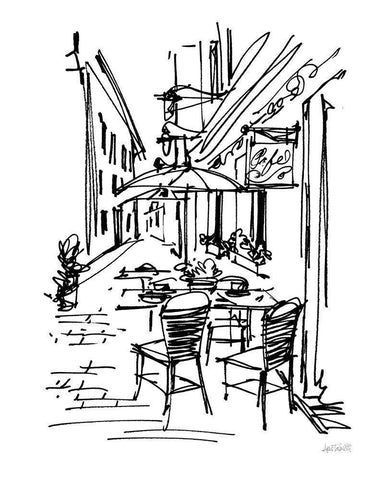 Cafe Sketch II Black Ornate Wood Framed Art Print with Double Matting by Tavoletti, Anne