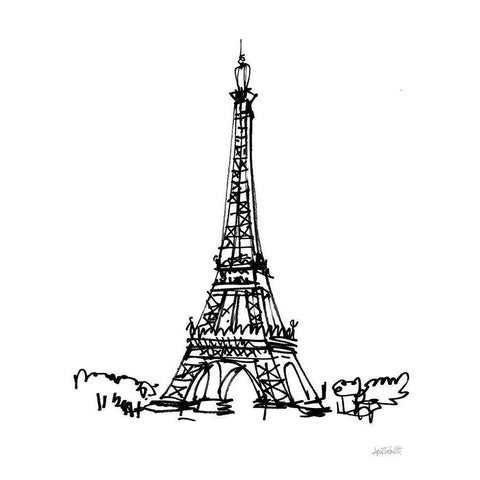 Eiffel Tower Sketch Black Modern Wood Framed Art Print with Double Matting by Tavoletti, Anne